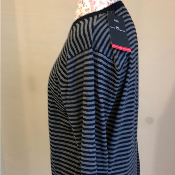 Marks & Spencer Mens / Women V-Neck Sweater - Iron Gray Stripe Size M - Picture 6 of 12